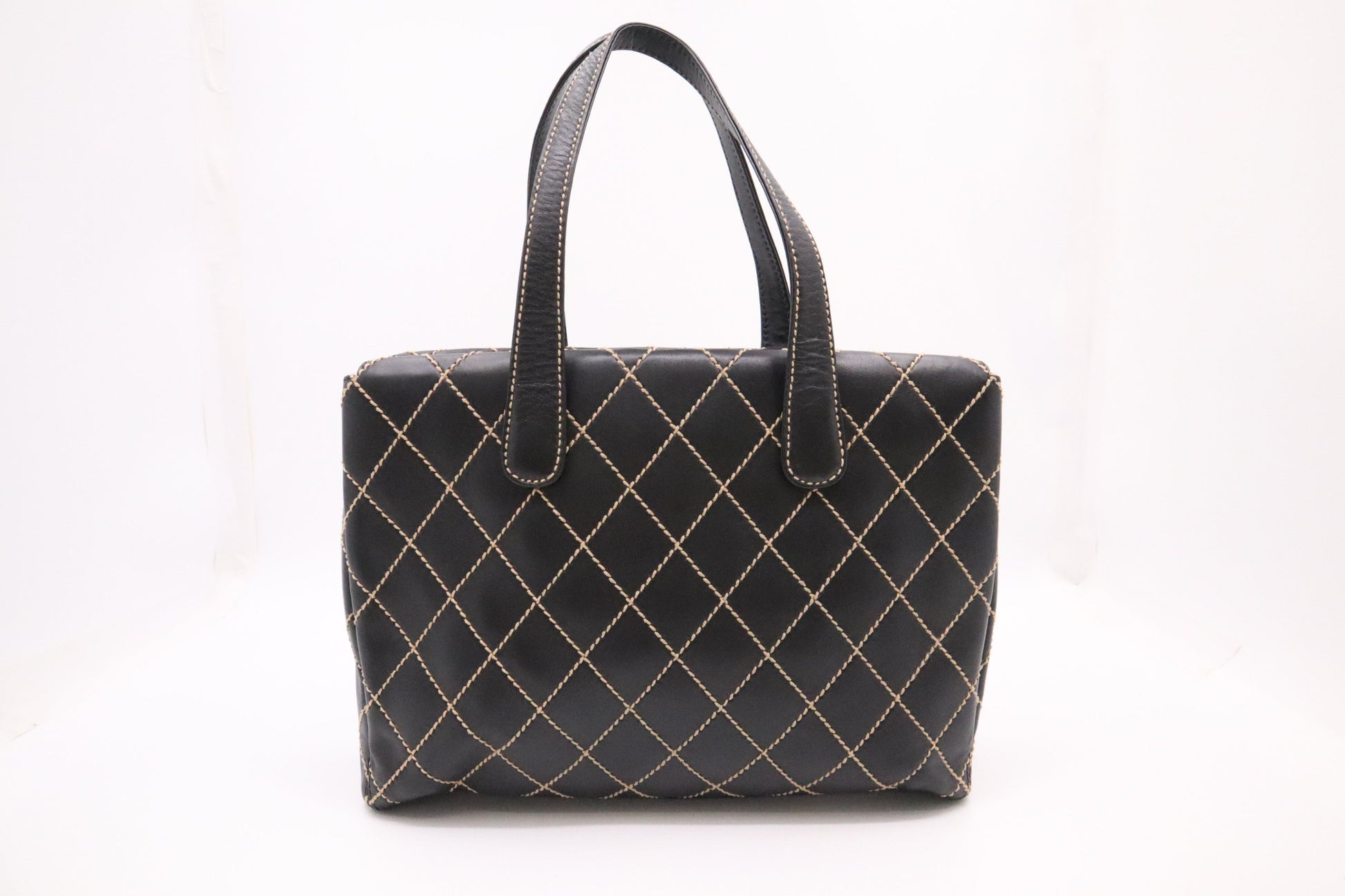 Chanel Surpique Black Leather Tote Bag