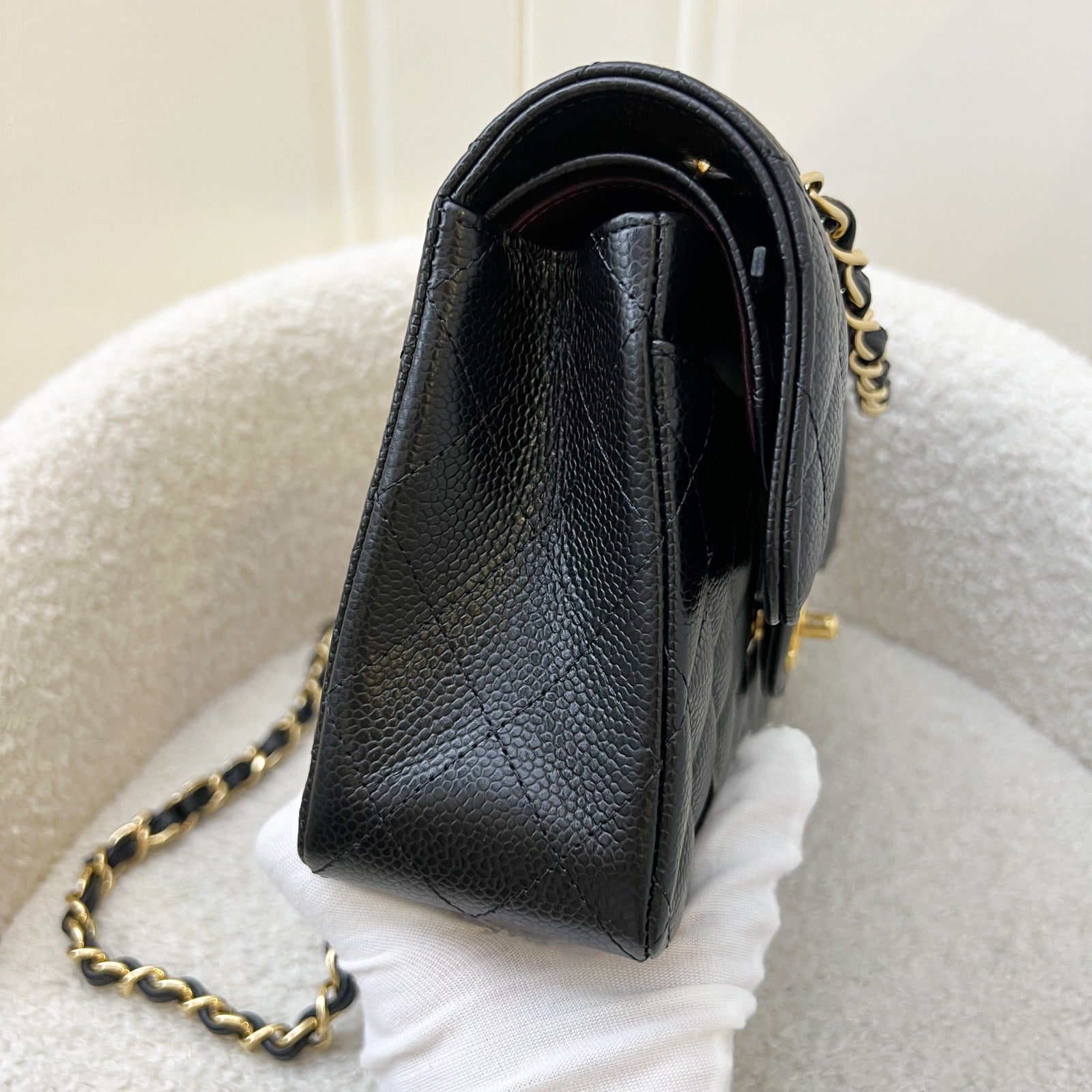 Chanel Small Classic Flap Cf in Black Caviar and Ghw ( ) Handbag