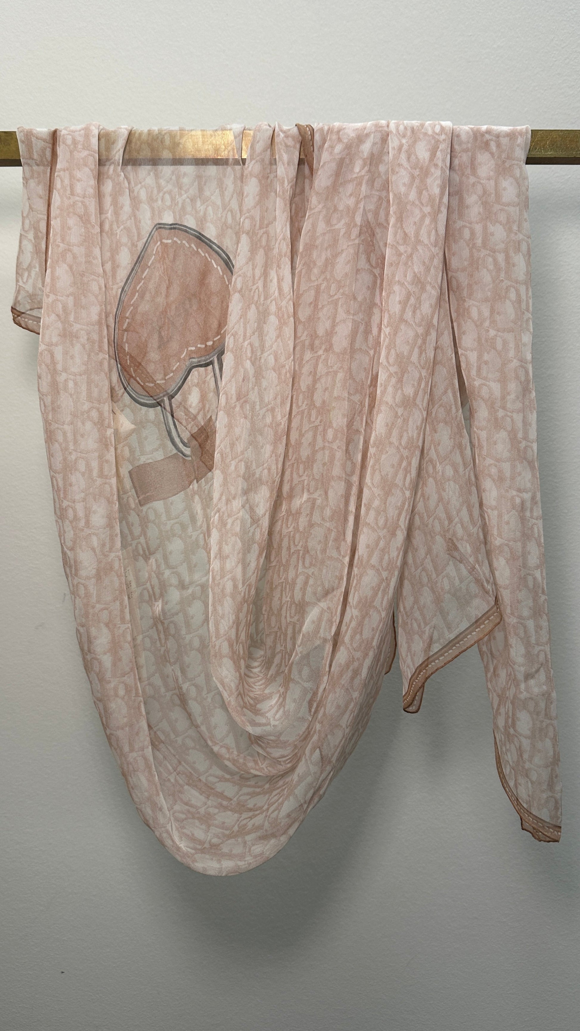 Dior Oblique Organza Silk Scarf Beige