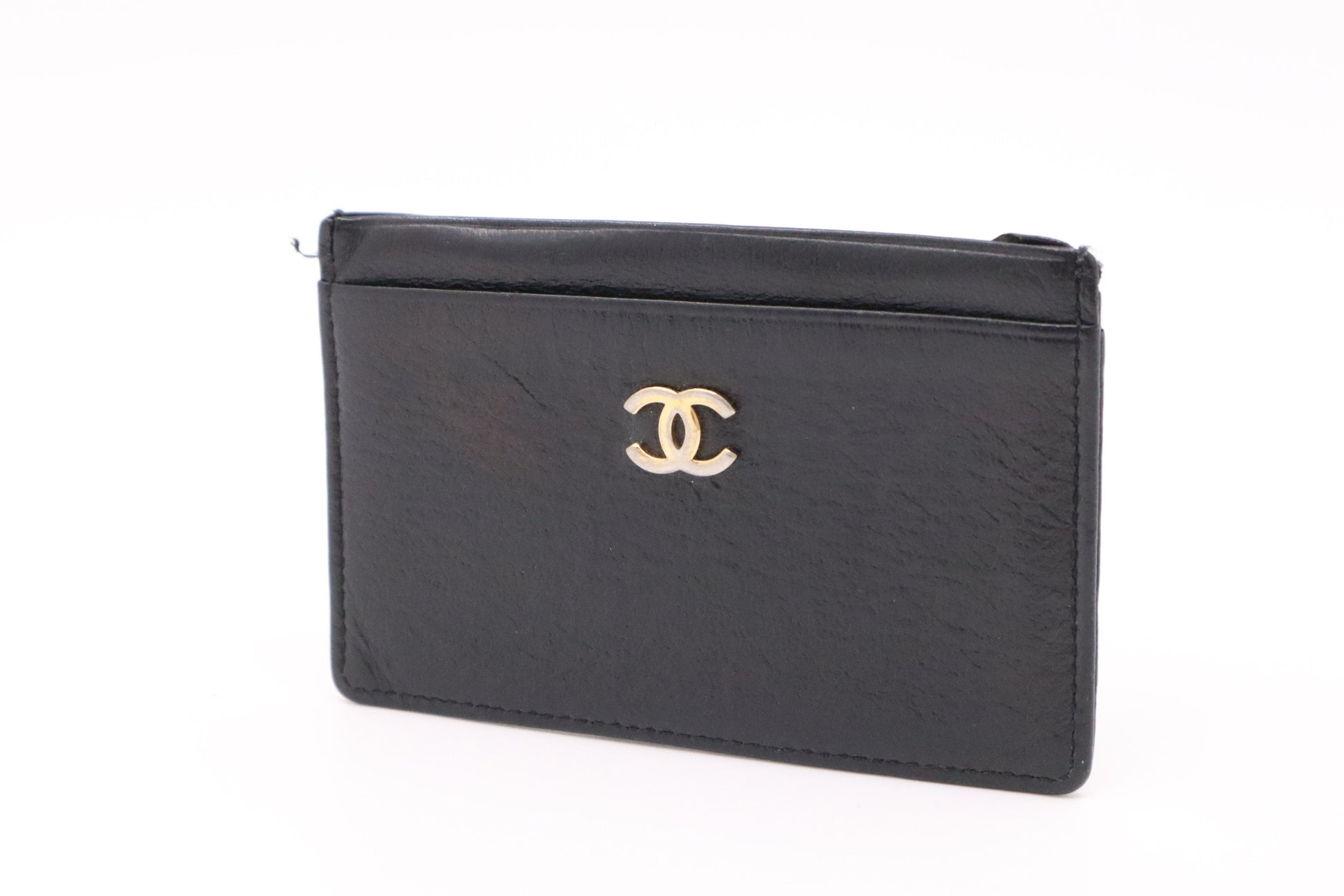 Chanel Card Black Leather Wallet Case Black Leather