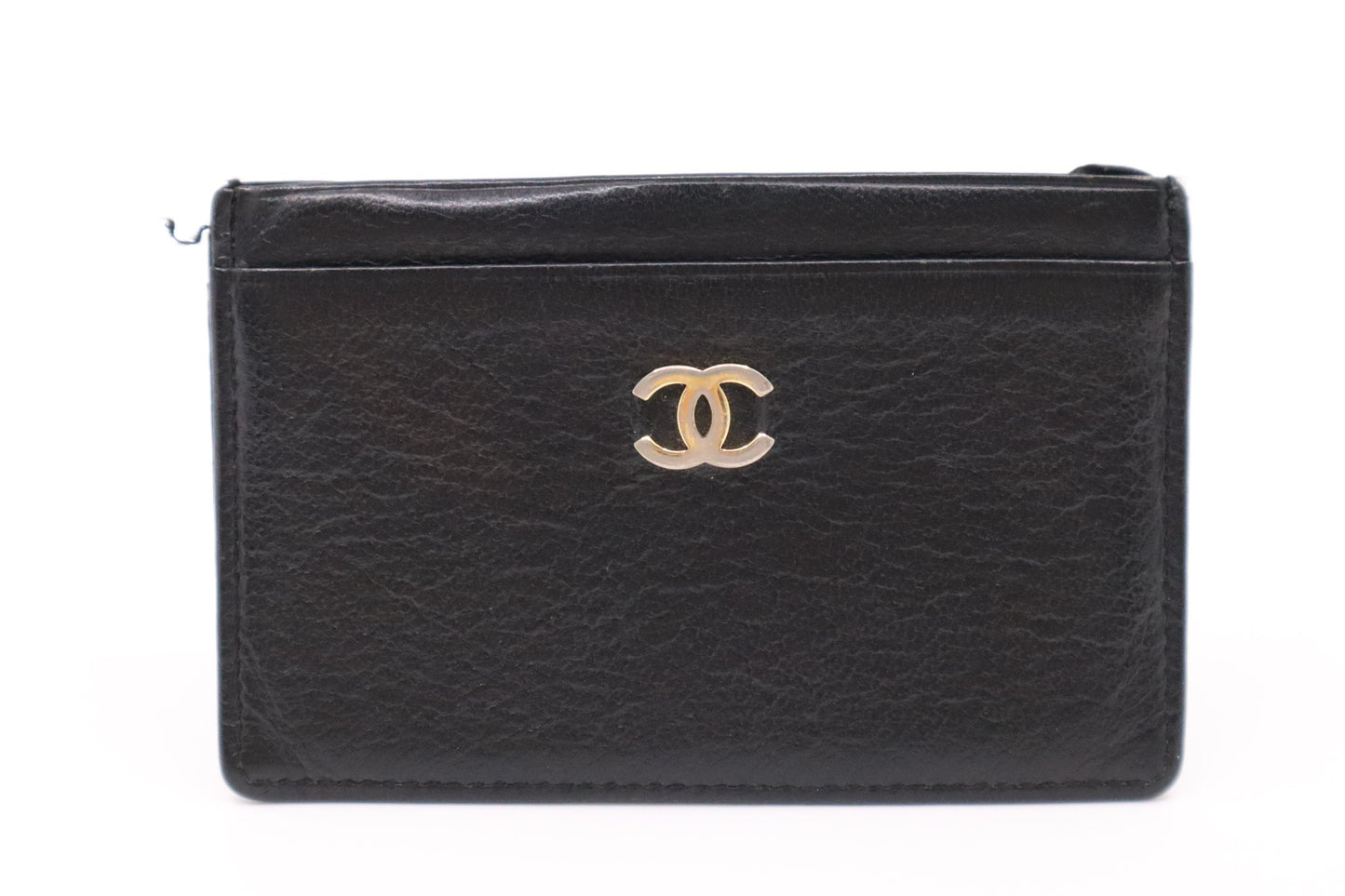 Chanel Card Black Leather Wallet Case Black Leather