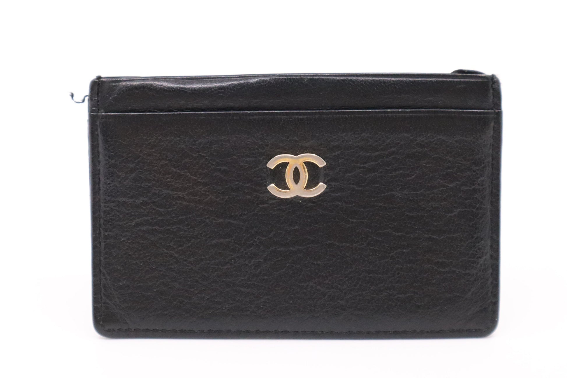Chanel Card Black Leather Wallet Case Black Leather