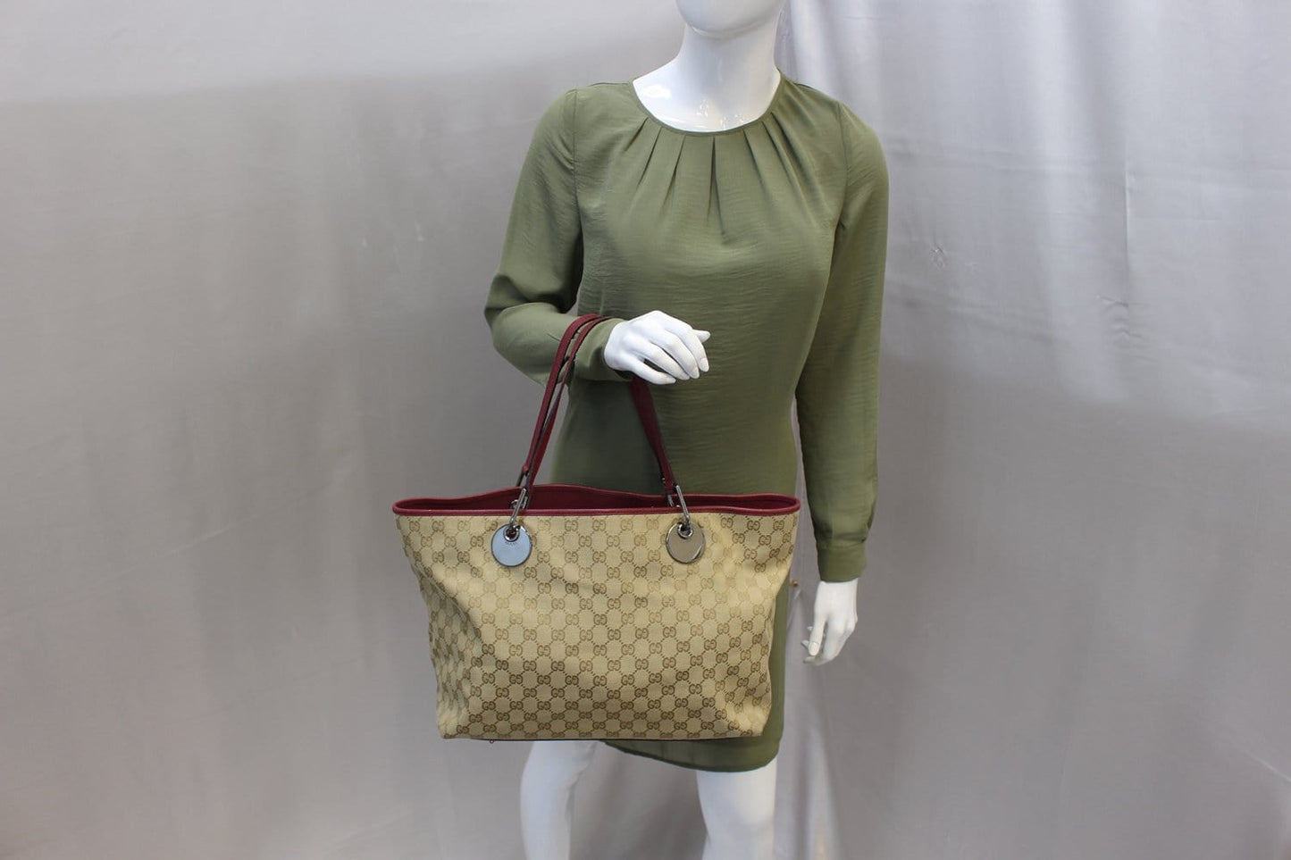 Gucci Eclipse Red Tote Bag Leather Canvas