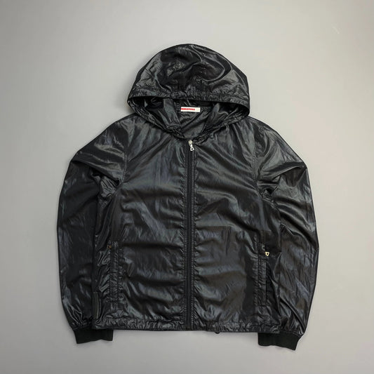 Prada Handbag Sport Deep 00s Lightweight Hooded Windbreaker Jacket Nylon Black Purple
