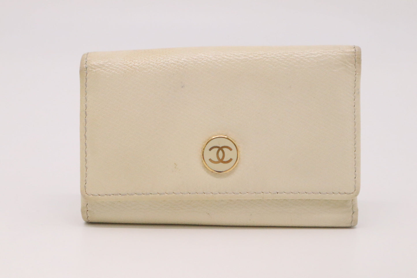 Chanel 6 Cream Leather Wallet Case