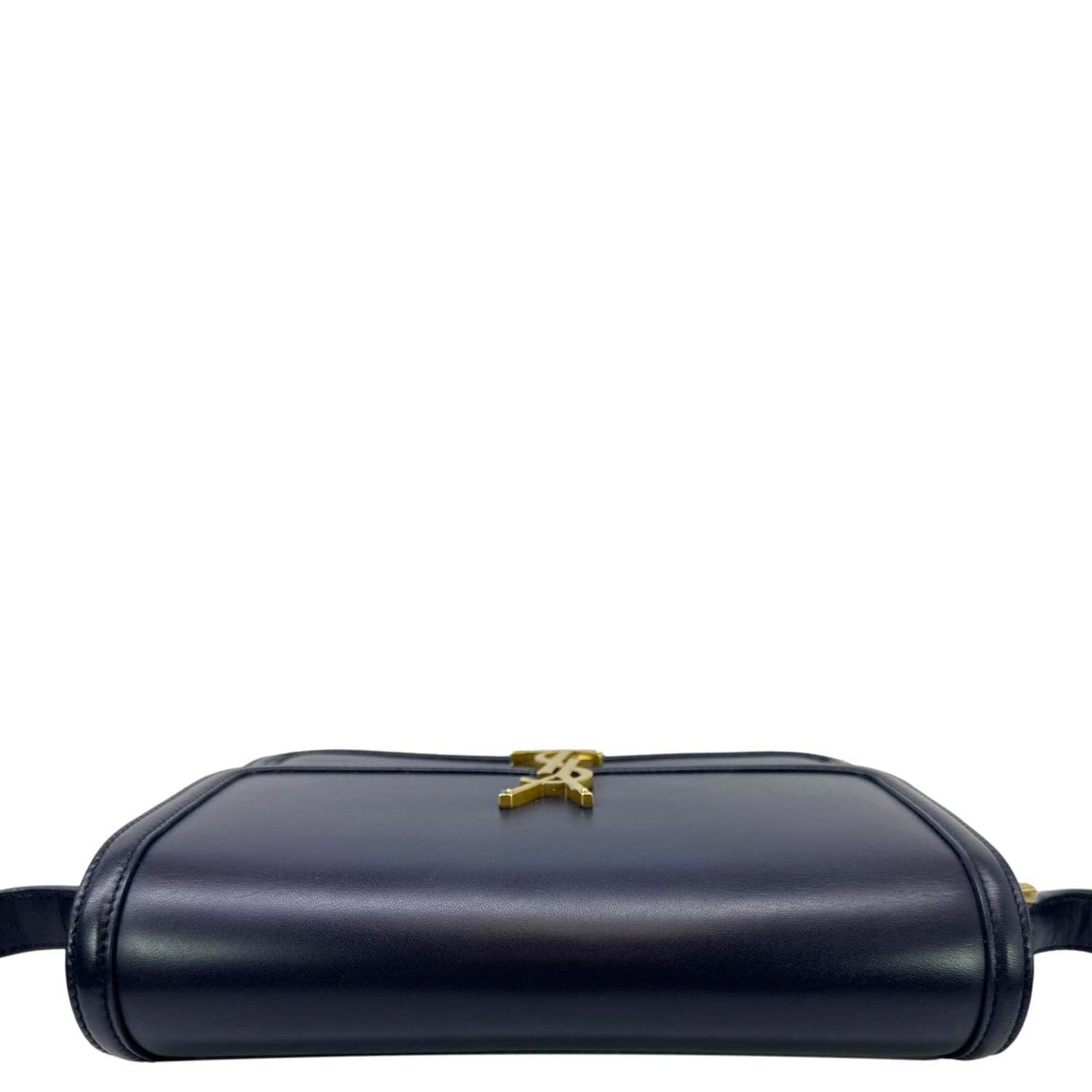 YSL Saint Laurent Yves Solferino Shoulder Bag Leather Blue Navy