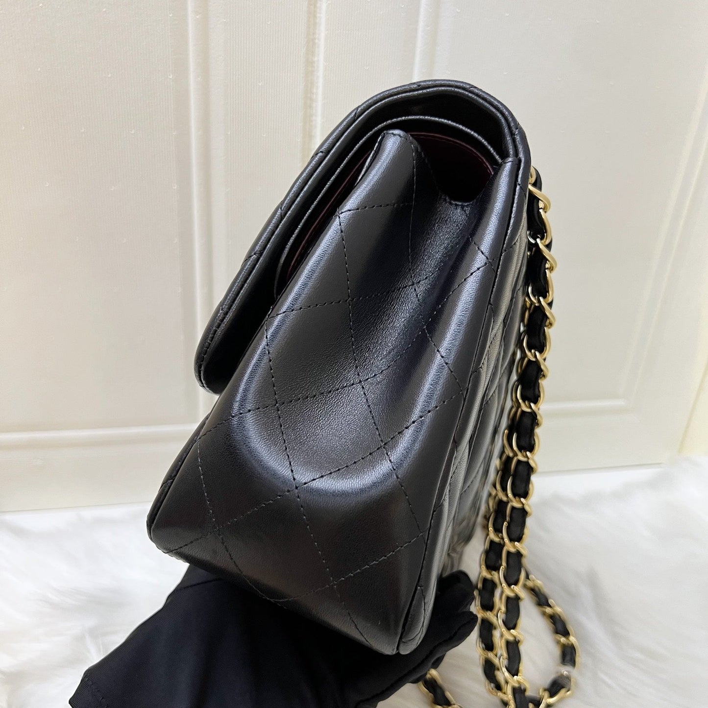 Chanel Jumbo Classic Flap Df in Black Lambskin and Ghw Handbag