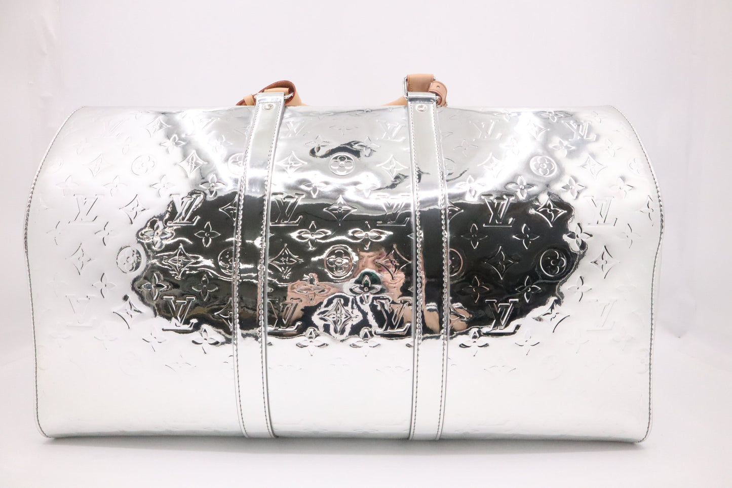Louis Vuitton Keepall 50 Bandouliere Canvas Silver Travel Bag