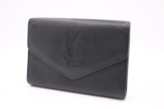YSL Saint Laurent Clutch In Leather Black Clutch Bag In Black Leather