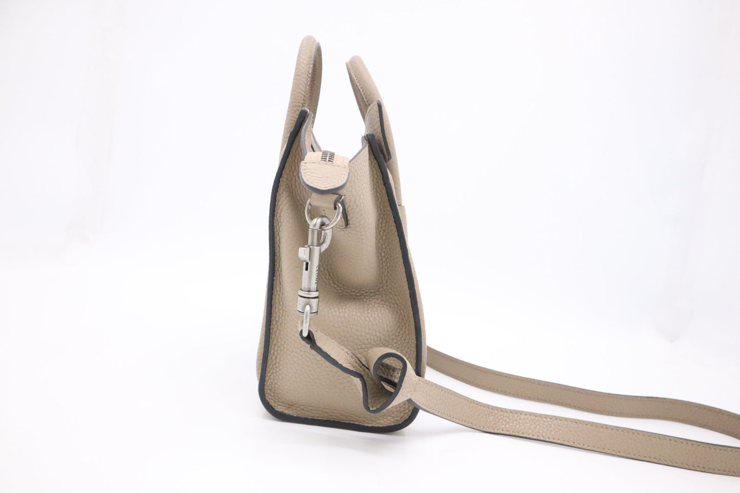 Celine Nano Luggage In Drummed Handbag Leather Beige Travel Bag