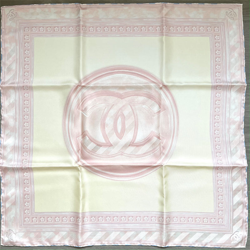 Chanel Vip Gift 65 X 65 Cm Scarf In Pink Silk Bag