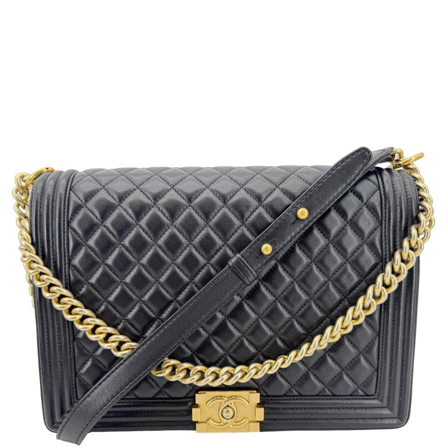 Chanel Boy Flap Quilted Leather Black Travel Bag Boy Bag