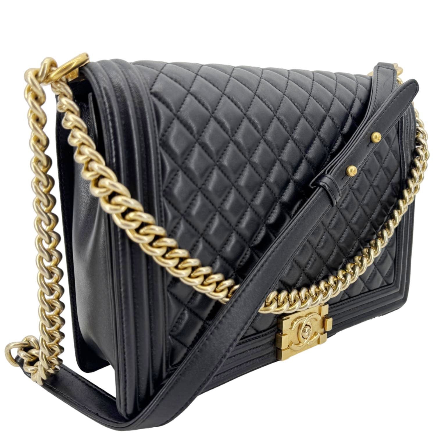 Chanel Boy Flap Quilted Leather Black Travel Bag Boy Bag