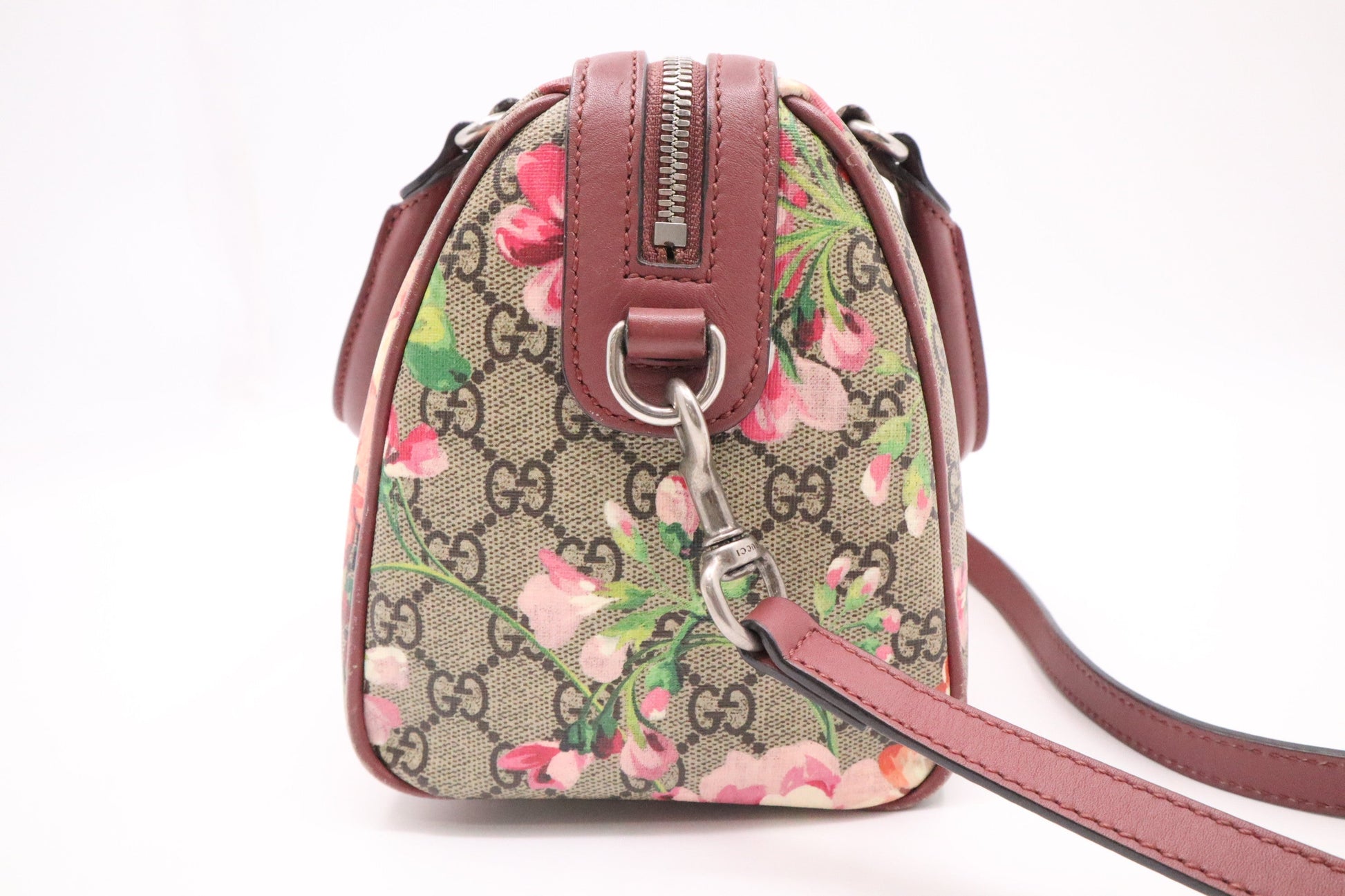 Gucci Boston Bag In Blooms Canvas Pink Travel Bag