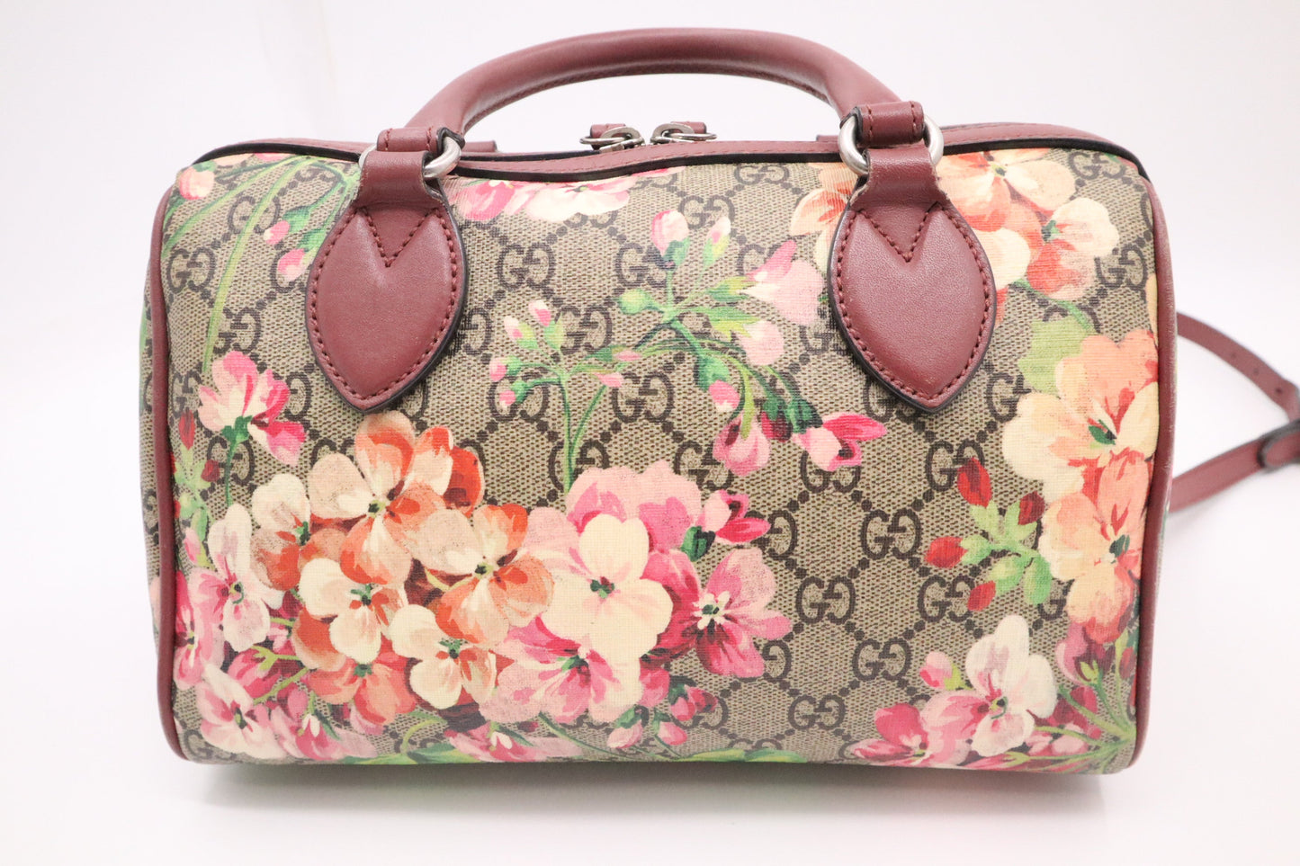 Gucci Boston Bag In Blooms Canvas Pink Travel Bag
