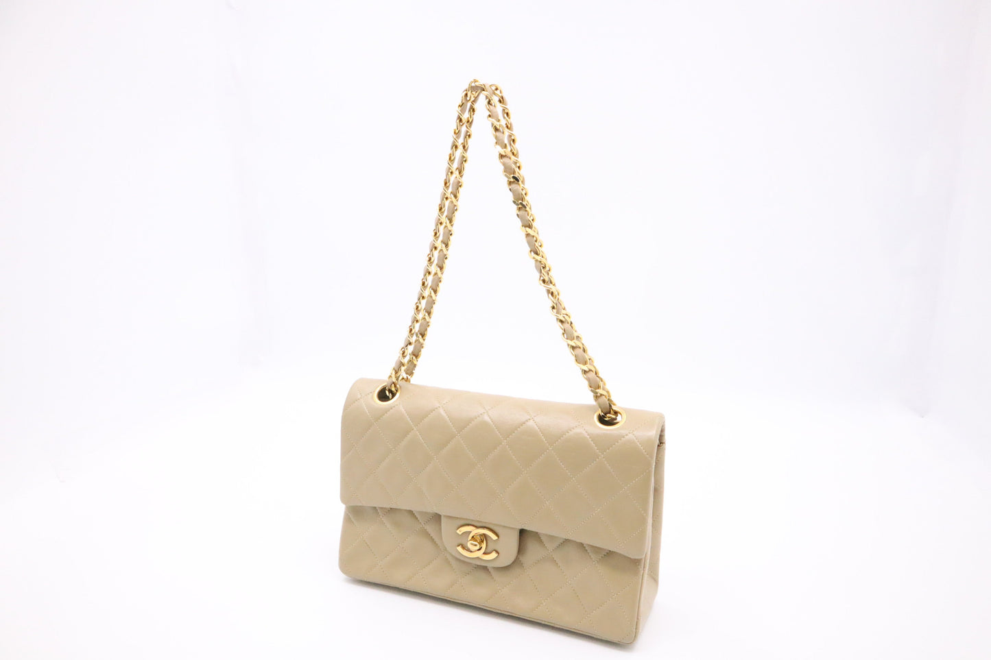 Chanel Double Flap Dark Beige Small Handbag
