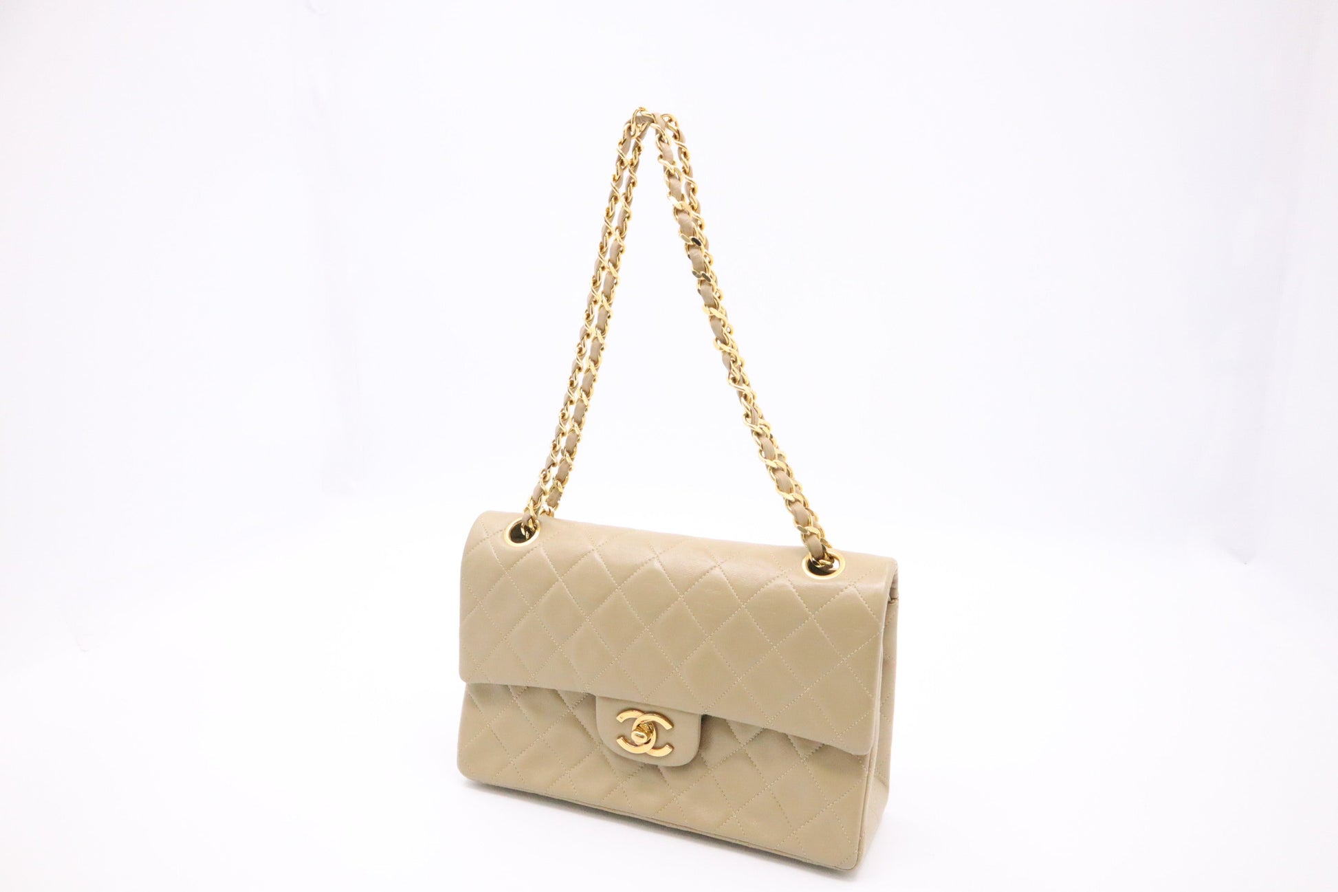 Chanel Double Flap Dark Beige Small Handbag
