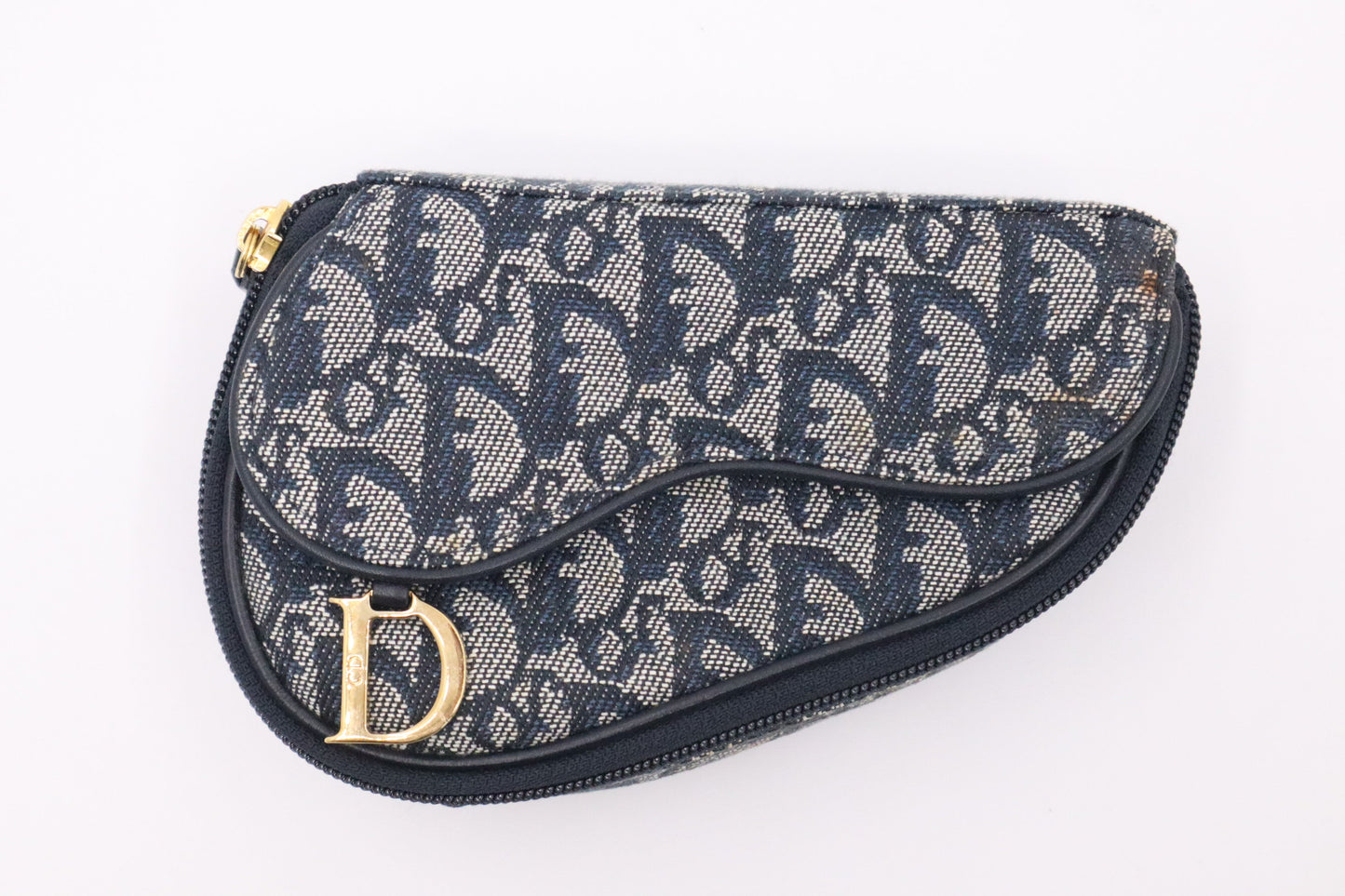 Dior Saddle Pouch In Oblique Handbag Canvas Blue Travel Bag