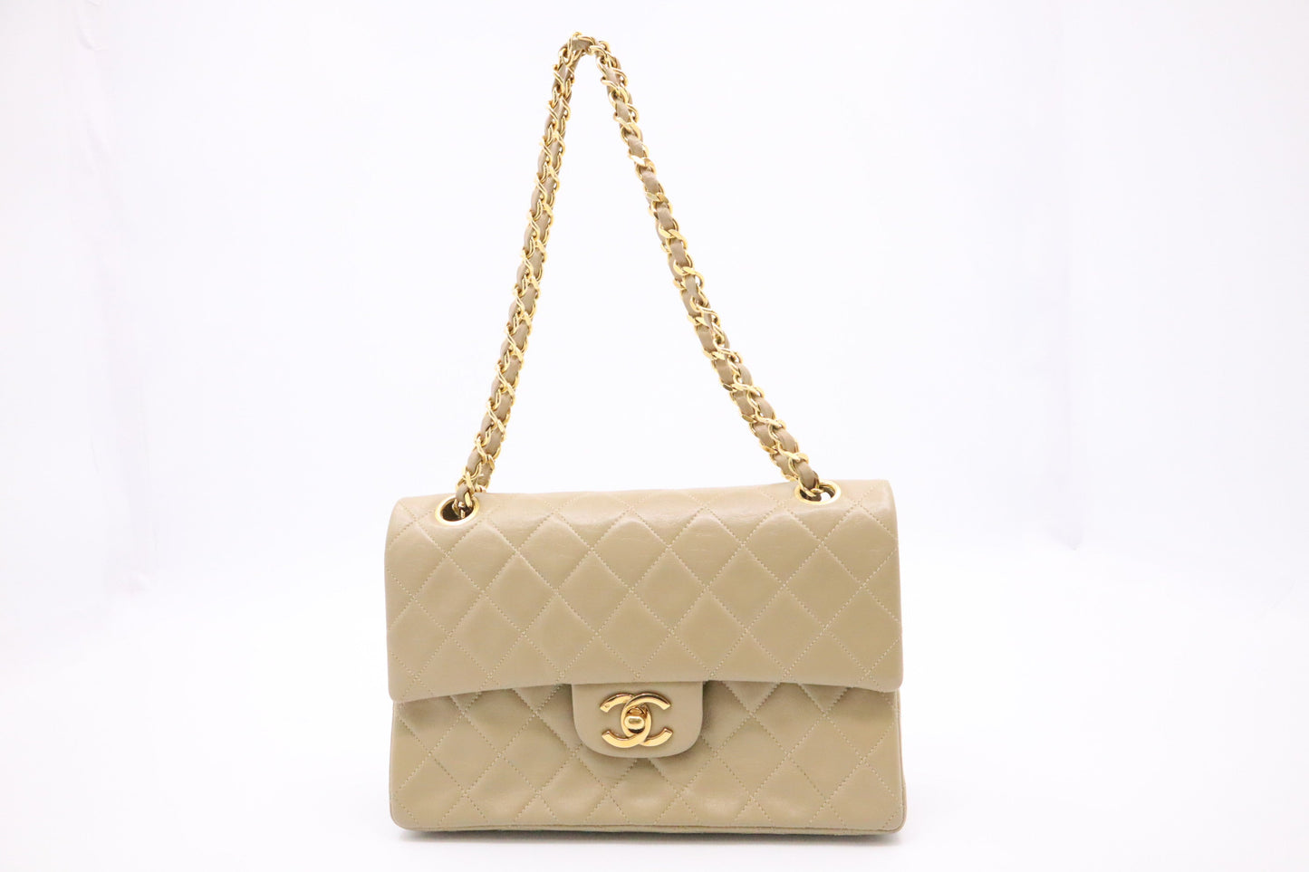 Chanel Double Flap Dark Beige Small Handbag
