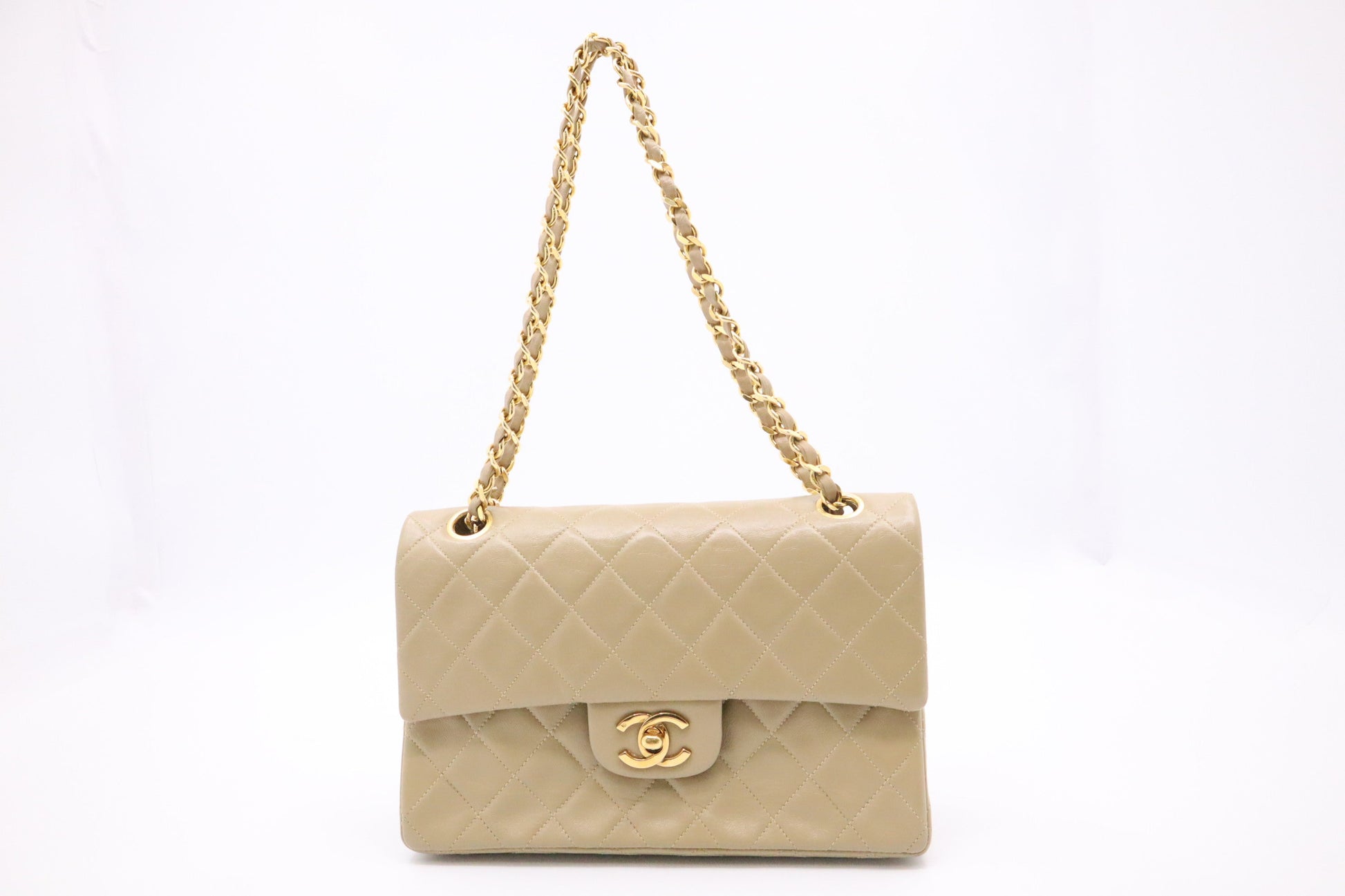 Chanel Double Flap Dark Beige Small Handbag