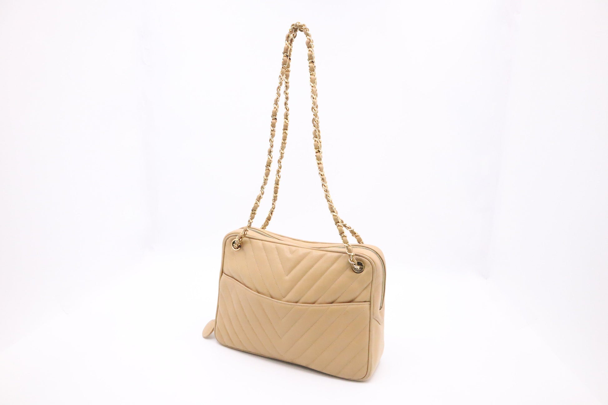 Chanel Beige Leather Shoulder Bag