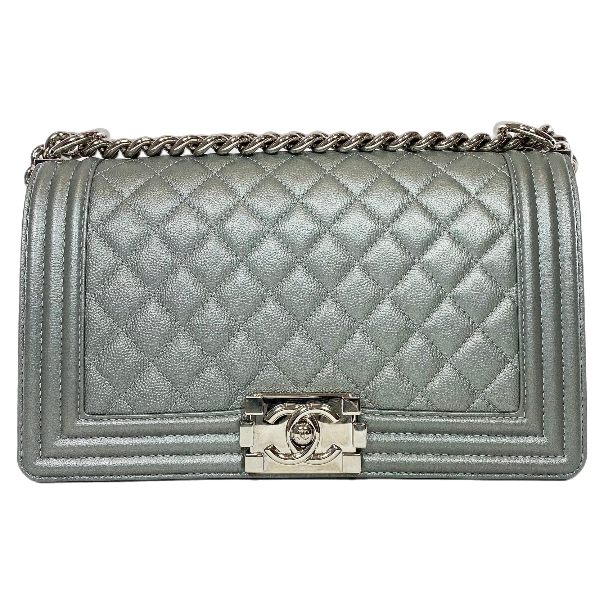 Chanel Silver Old Medium Boy Bag