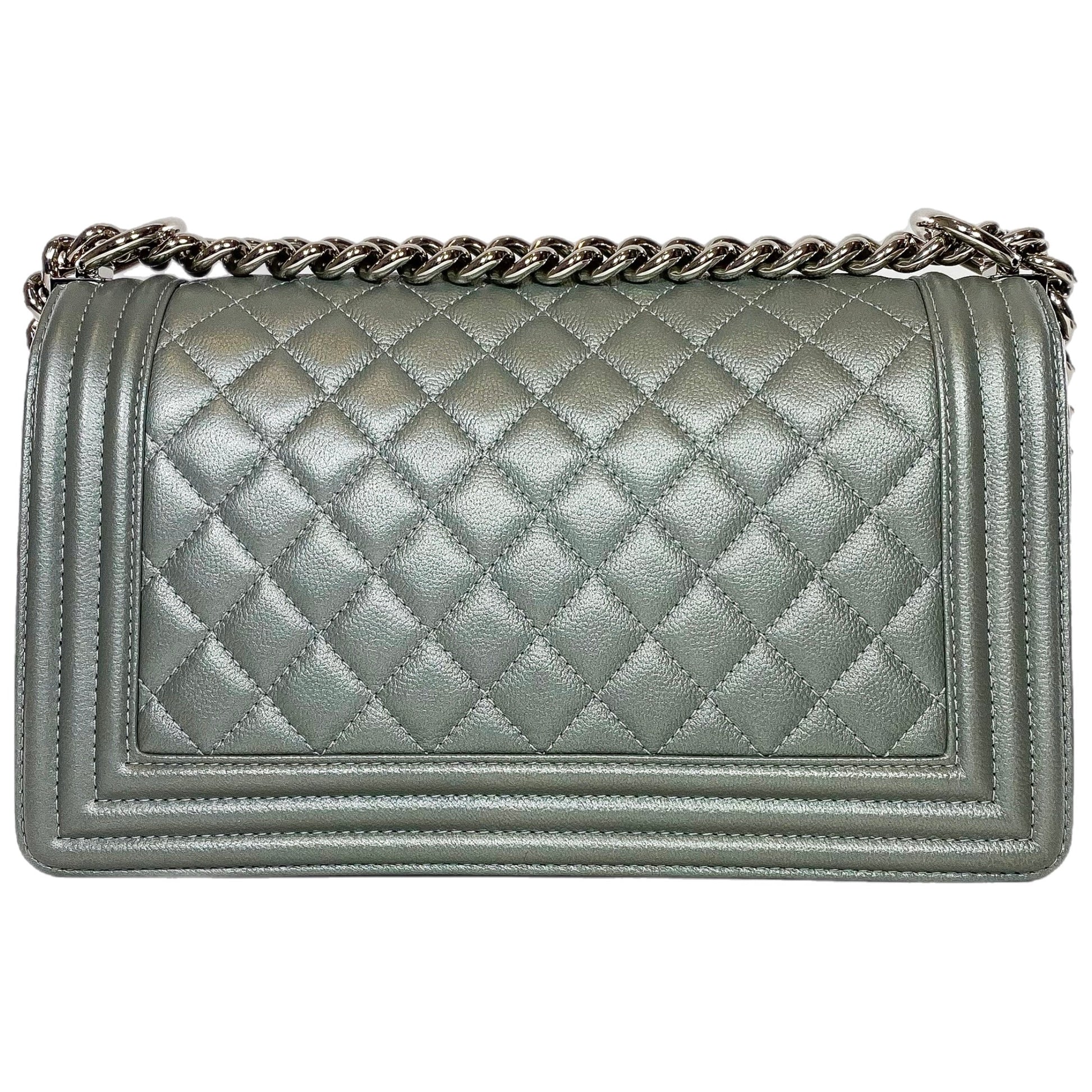 Chanel Silver Old Medium Boy Bag