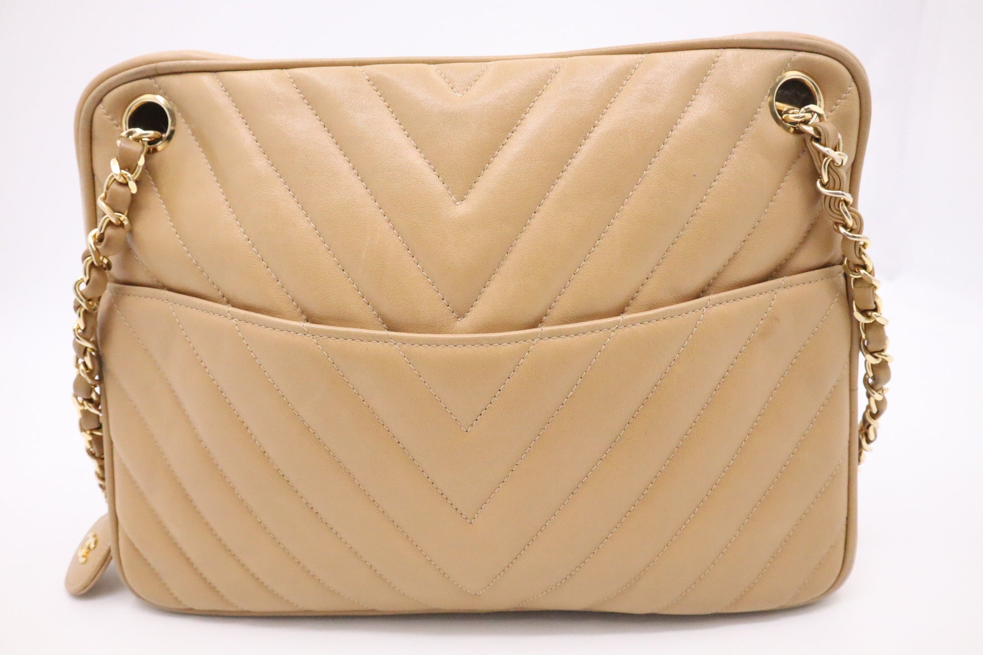 Chanel Beige Leather Shoulder Bag