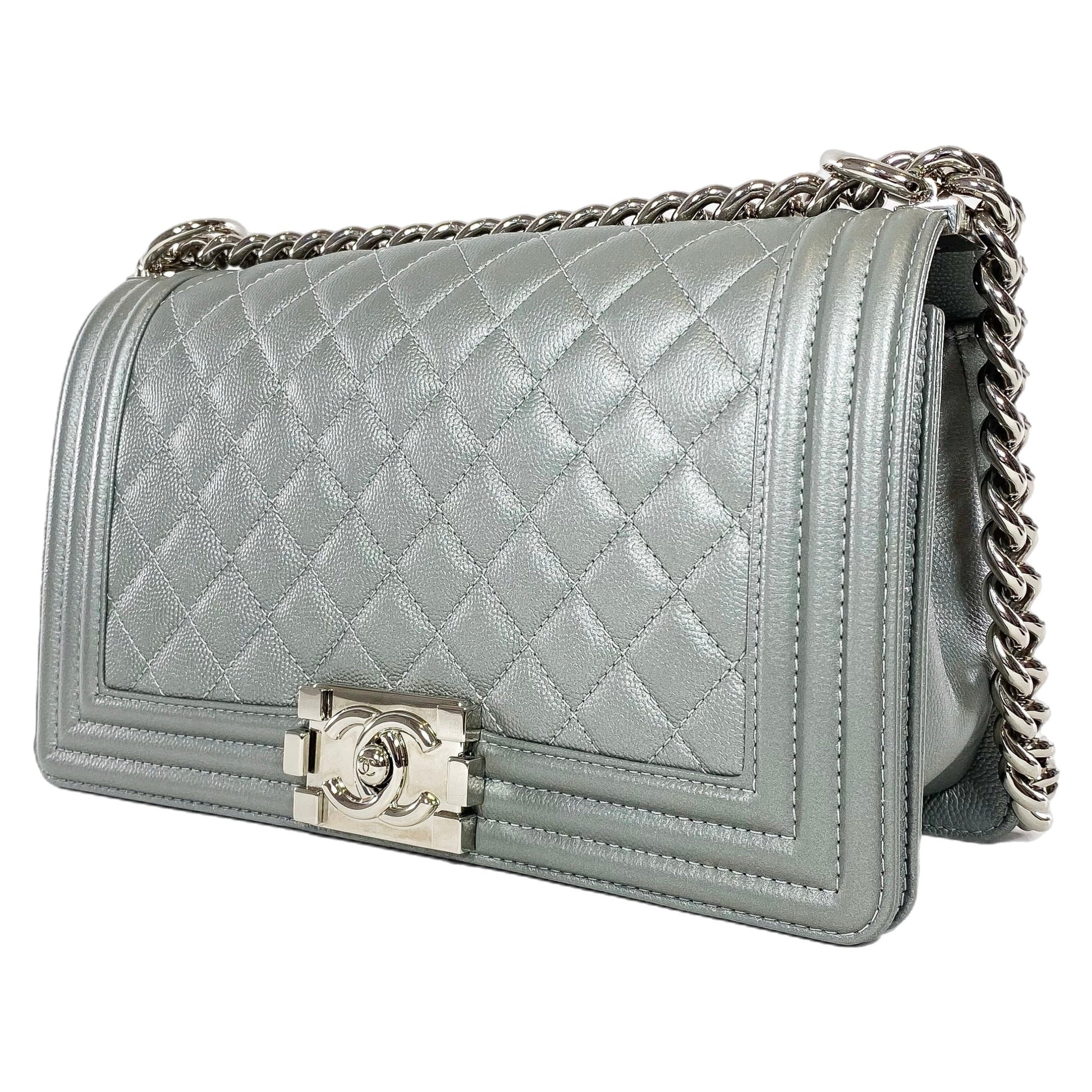 Chanel Silver Old Medium Boy Bag