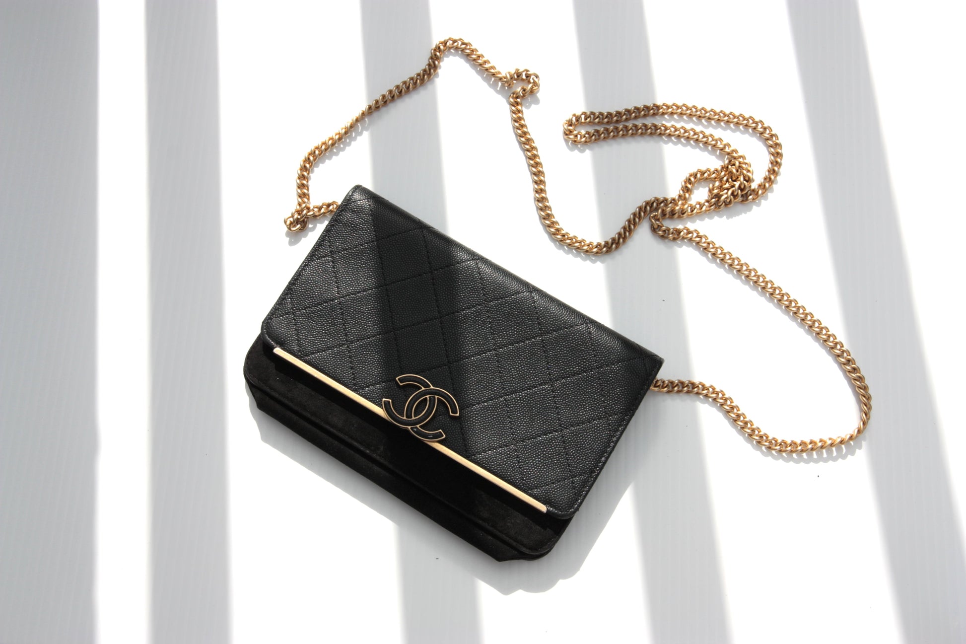Chanel 2019 Leather Suede Wallet on the Chain Crossbody Bag