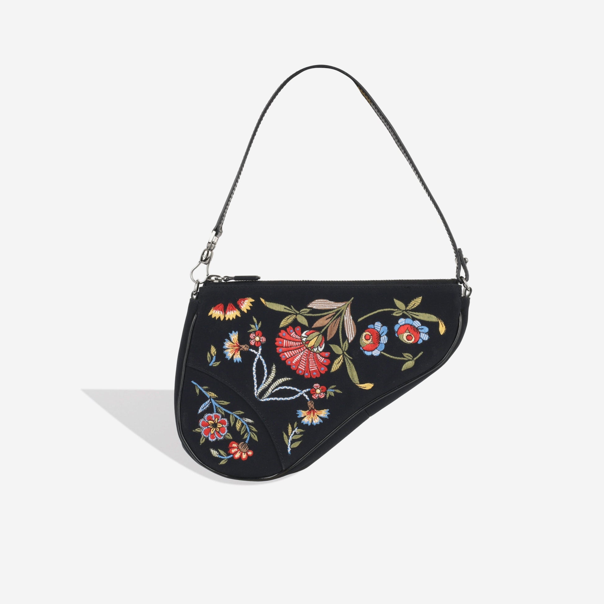 Dior Christian Saddle Pochette Shoulder Bag Embroidered Nylon Gmhw