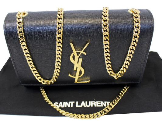 YSL Saint Laurent Yves Kate Clutch Crossbody Bag Leather Black Gold Clutch Bag Crossbody Bag Tt2692