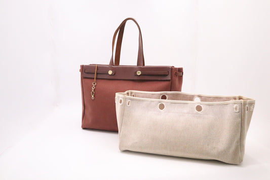 Hermes Herbag Cabas In Canvas Brown Travel Bag
