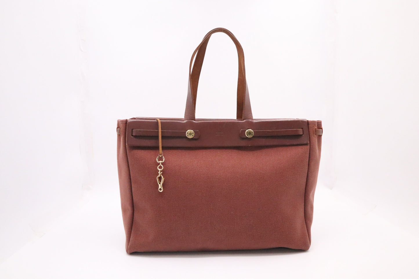 Hermes Herbag Cabas In Canvas Brown Travel Bag