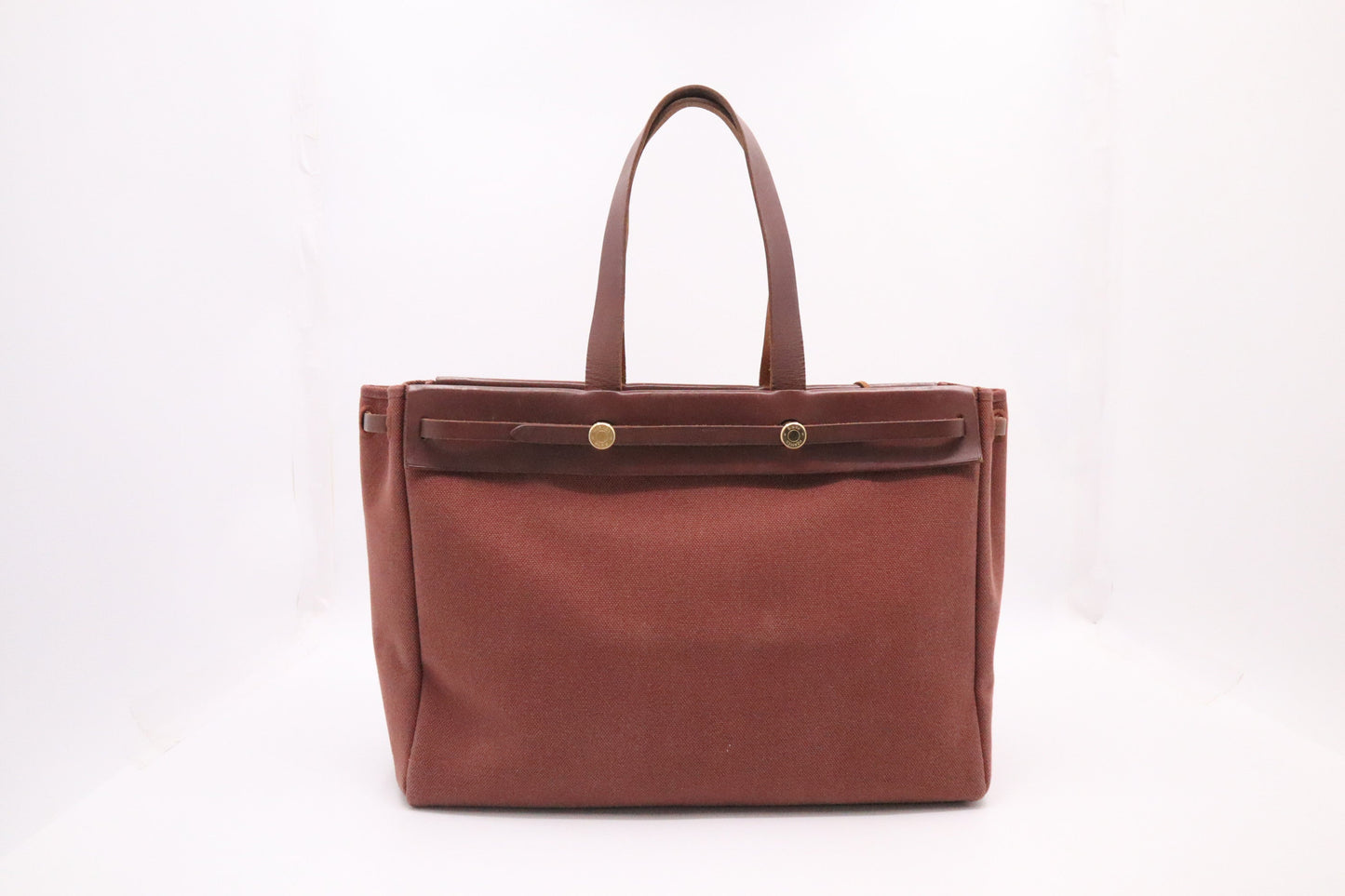 Hermes Herbag Cabas In Canvas Brown Travel Bag