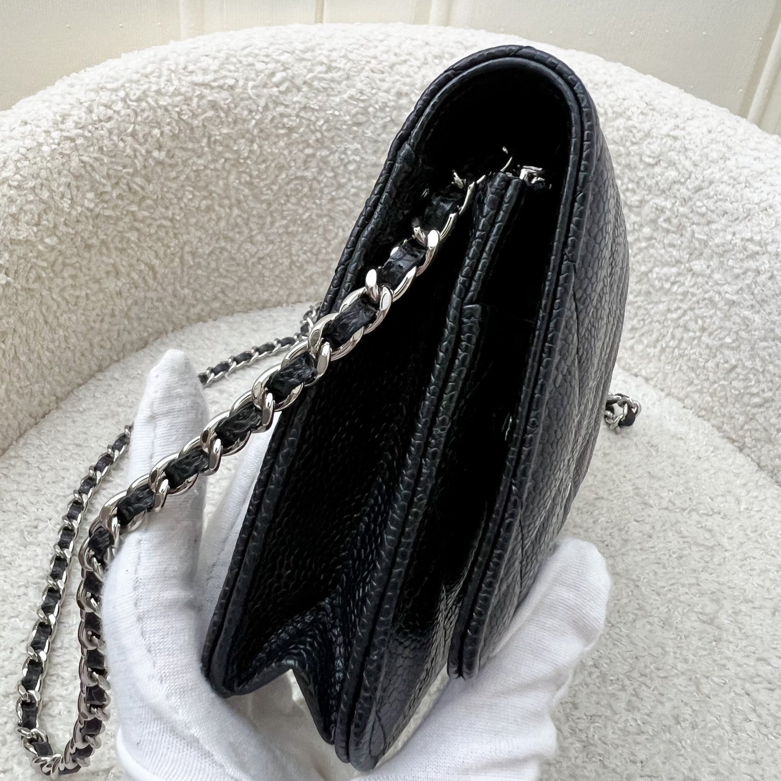 Chanel Classic Wallet on Chain WOC in Black Caviar and Shw Handbag