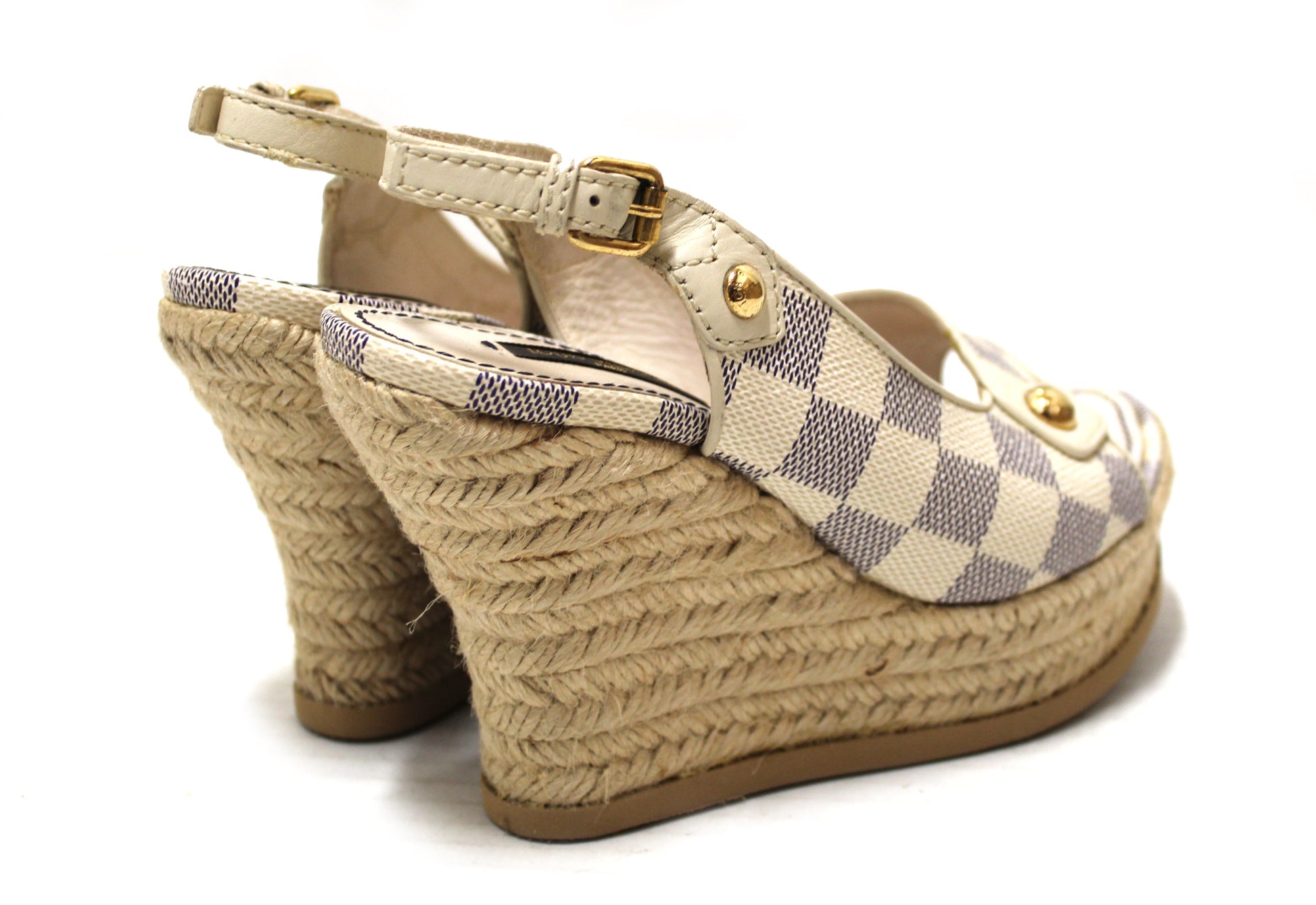 Louis Vuitton Damier Azur Espadrille Wedge Heel Size 35