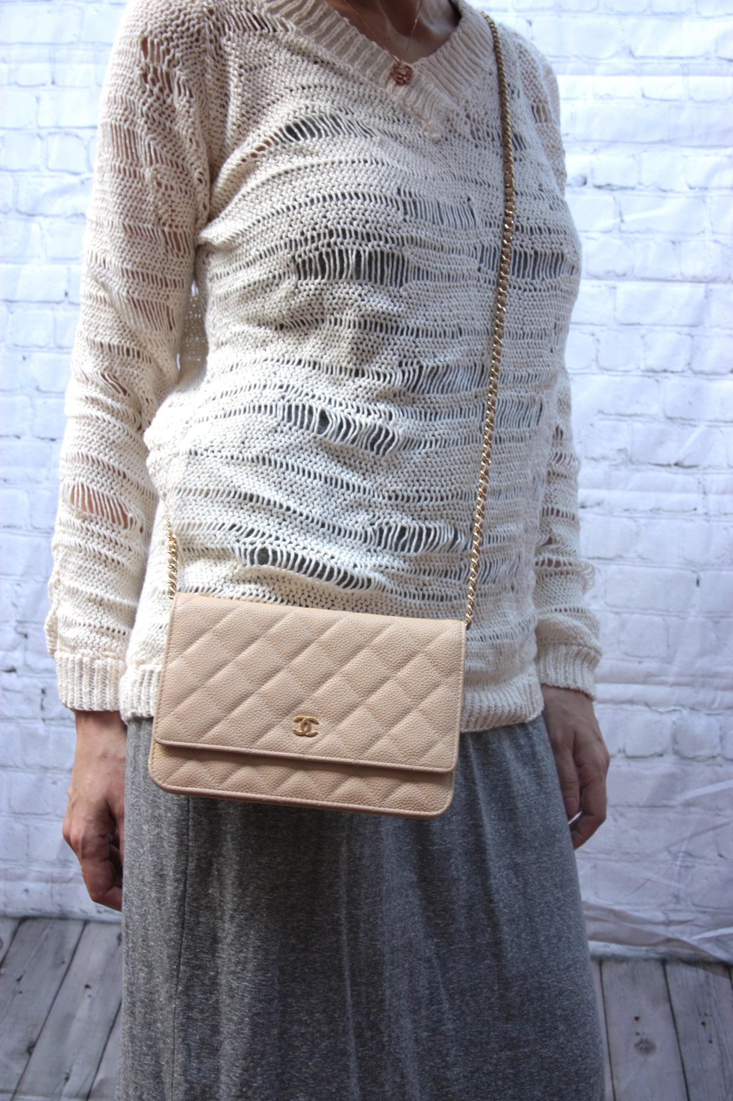 Chanel Caviar Quilted Wallet on the Chain Crossbody Bag