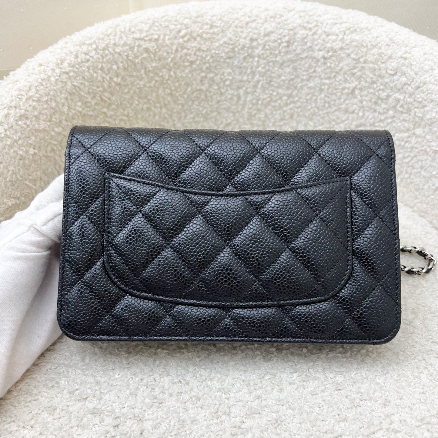 Chanel Classic Wallet on Chain WOC in Black Caviar and Shw Handbag