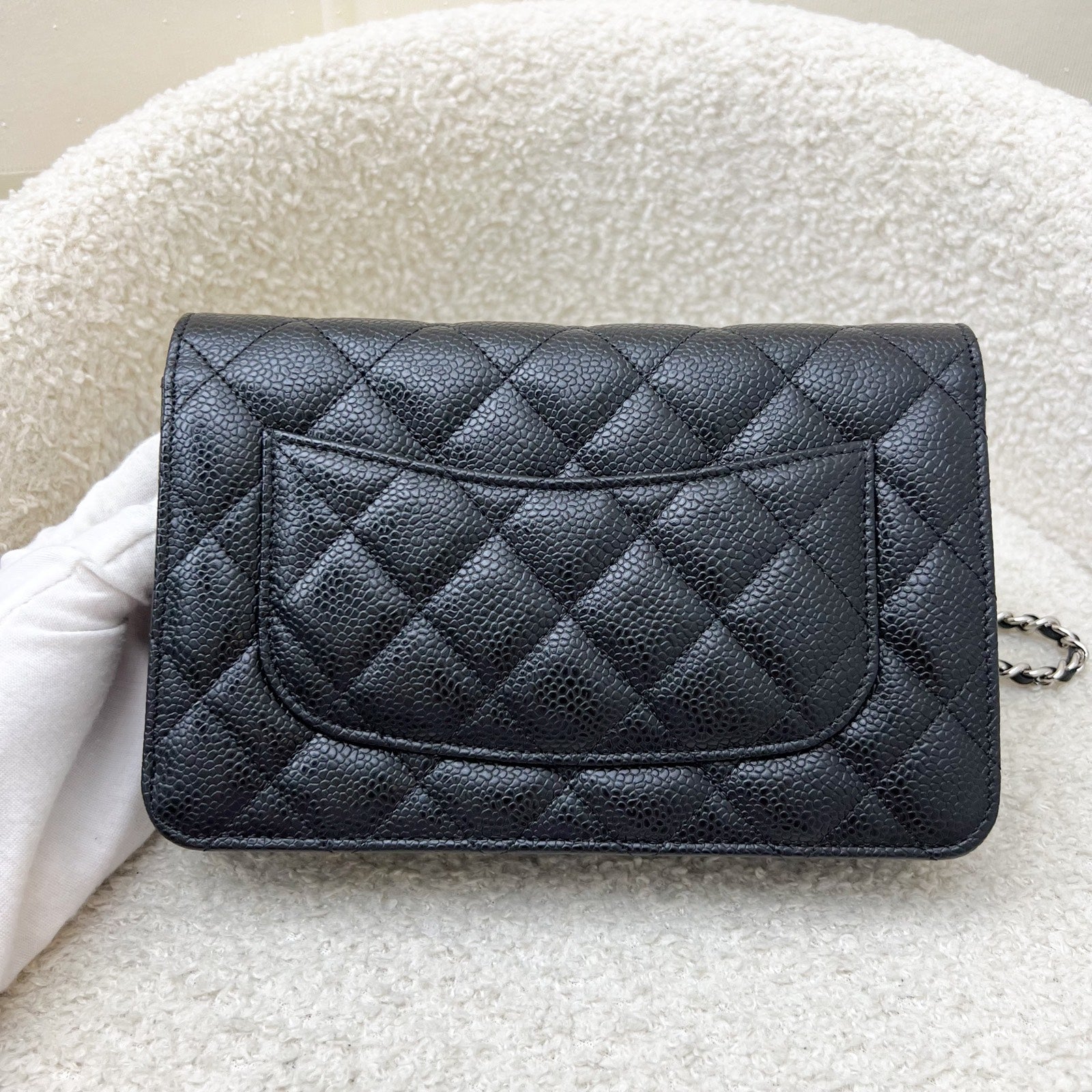 Chanel Classic Wallet on Chain WOC in Black Caviar and Shw Handbag