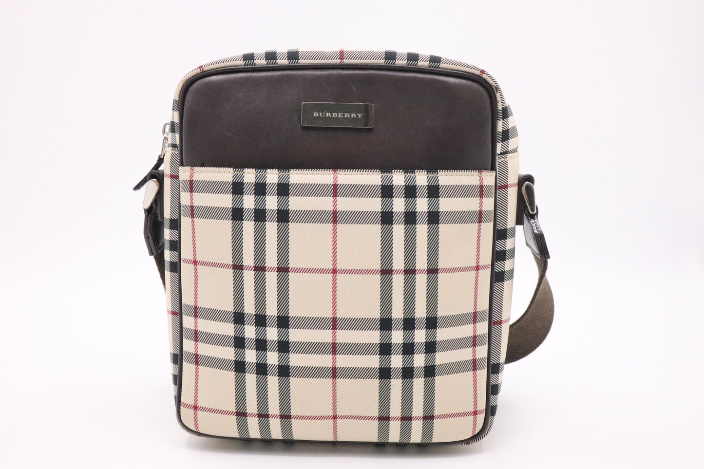 Burberry Crossbody Bag In Check Canvas Beige