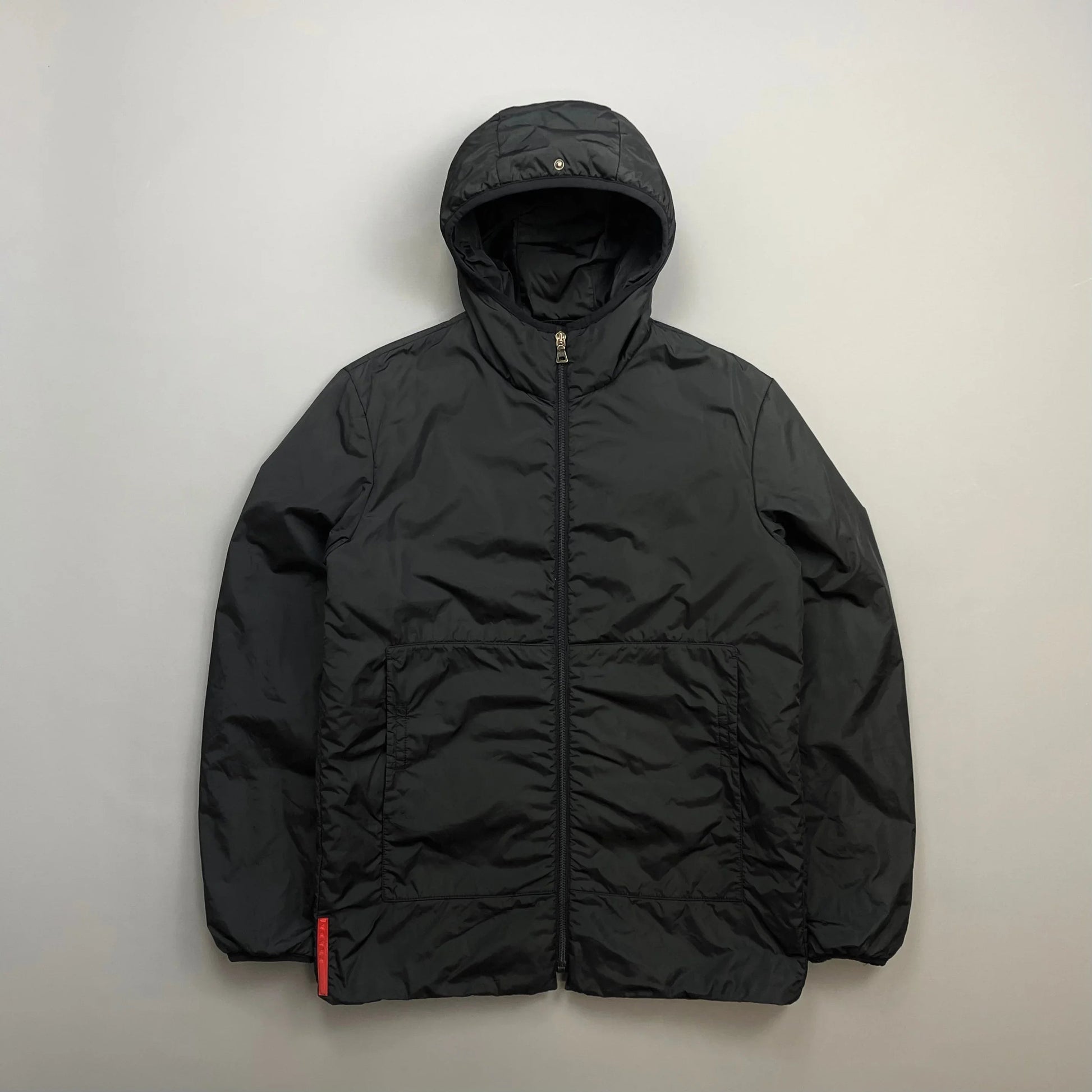 Prada Handbag Sport Padded Hooded Liner Windbreaker Jacket Nylon Black