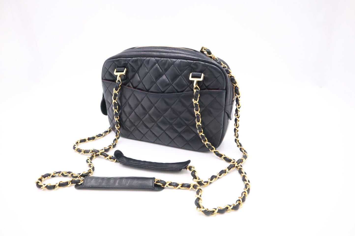 Chanel Camera MattelassÃ© Black Leather Crossbody Bag