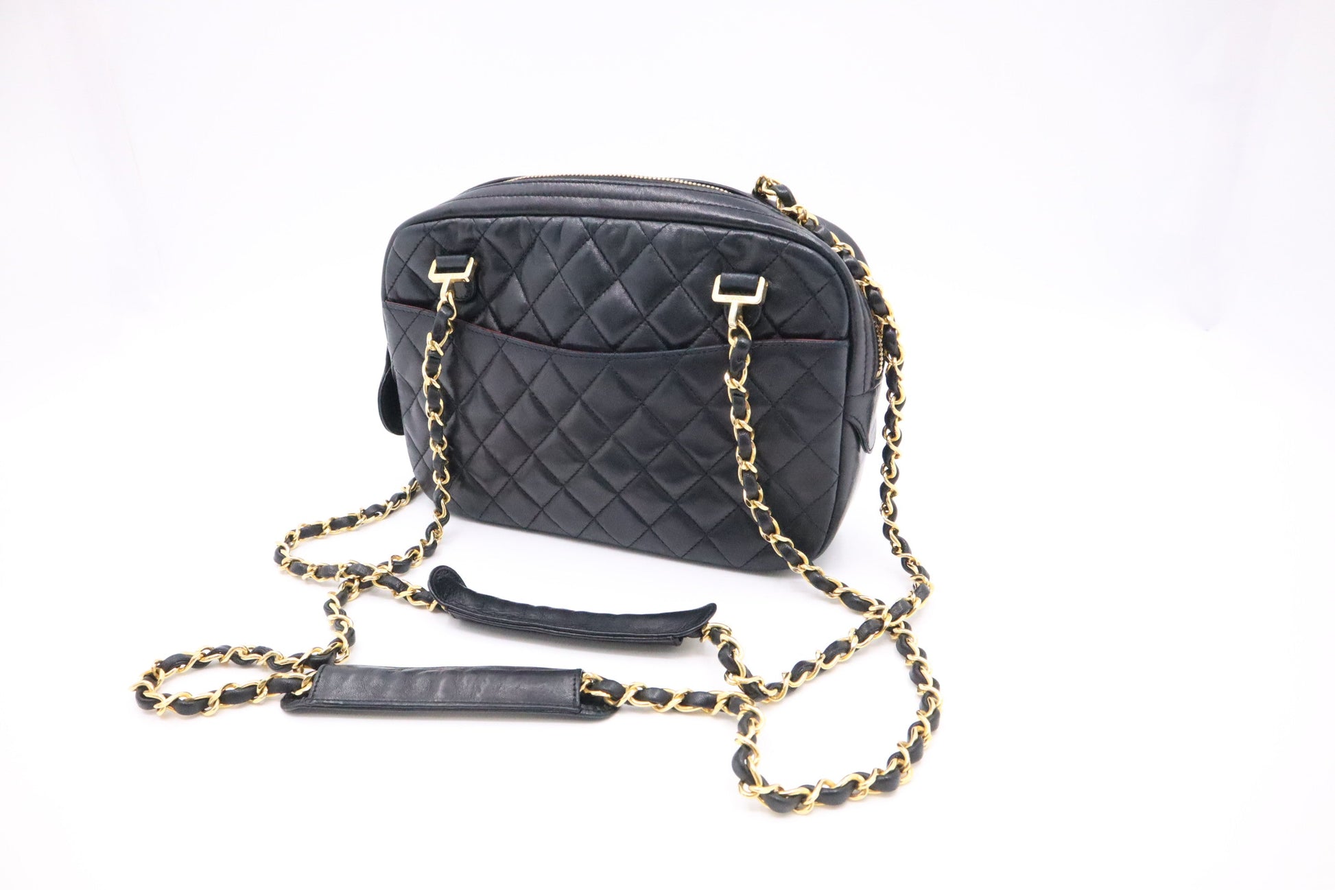 Chanel Camera MattelassÃ© Black Leather Crossbody Bag