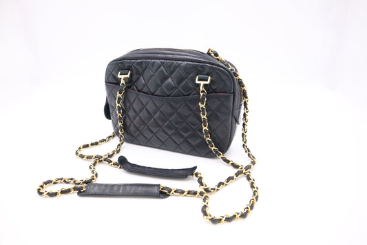 Chanel Camera MattelassÃ© Black Leather Crossbody Bag