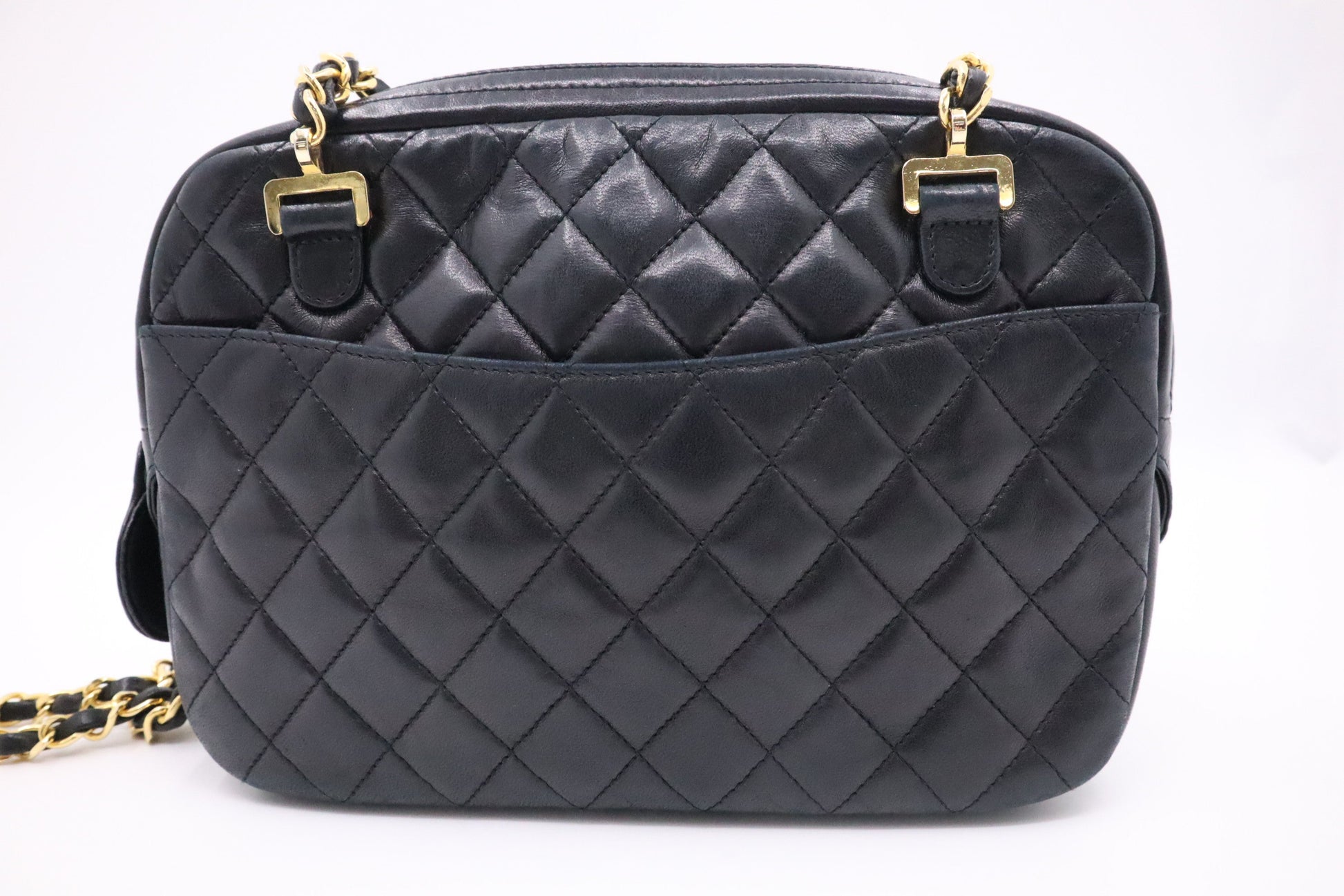 Chanel Camera MattelassÃ© Black Leather Crossbody Bag