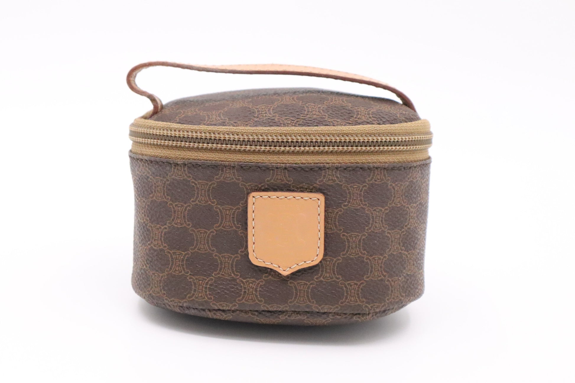 Celine Vanity Case In Macadam Handbag Canvas Brown Travel Bag