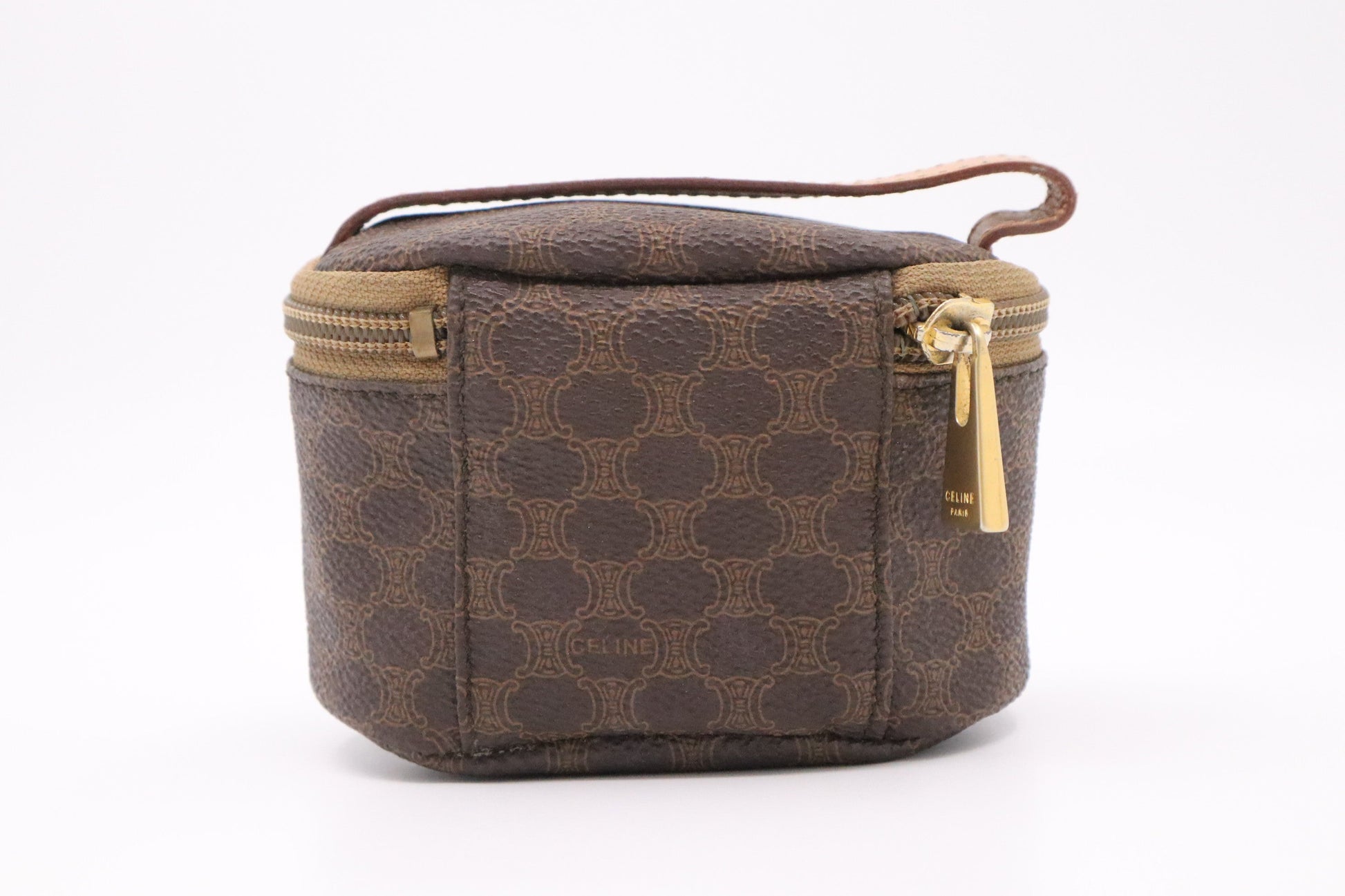 Celine Vanity Case In Macadam Handbag Canvas Brown Travel Bag