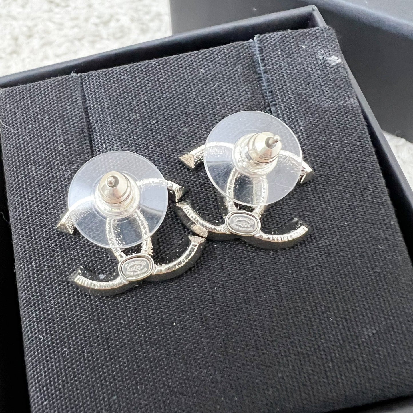 Chanel Small/Medium CC Logo Earrings in SHW