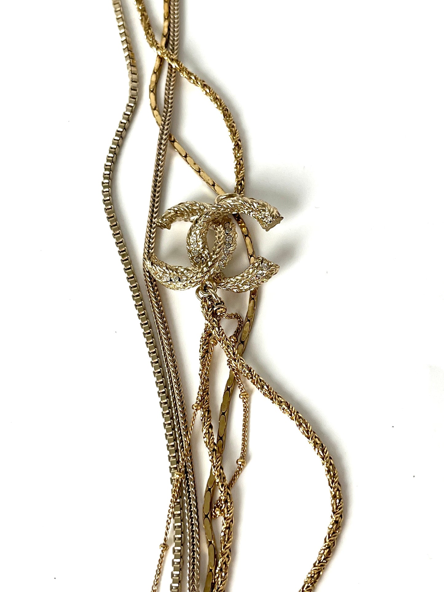 CHANEL Gold Multi Strand Strass 2017 Long Necklace